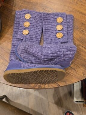 UGG Purple Knit Button Booties Size 5